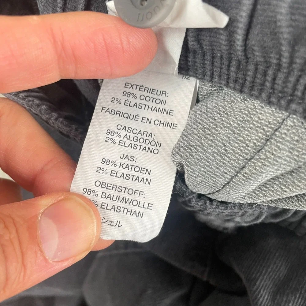Vuori Optimist Pants Mes Medium Gray Corduroy Elastic Waist Drawstring V440